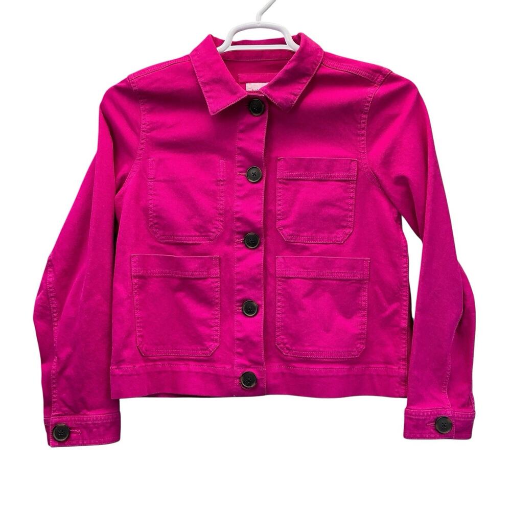 Made And Love Loft Denim Jacket Women’s Size Small Bright Pink - Picture 3 of 15